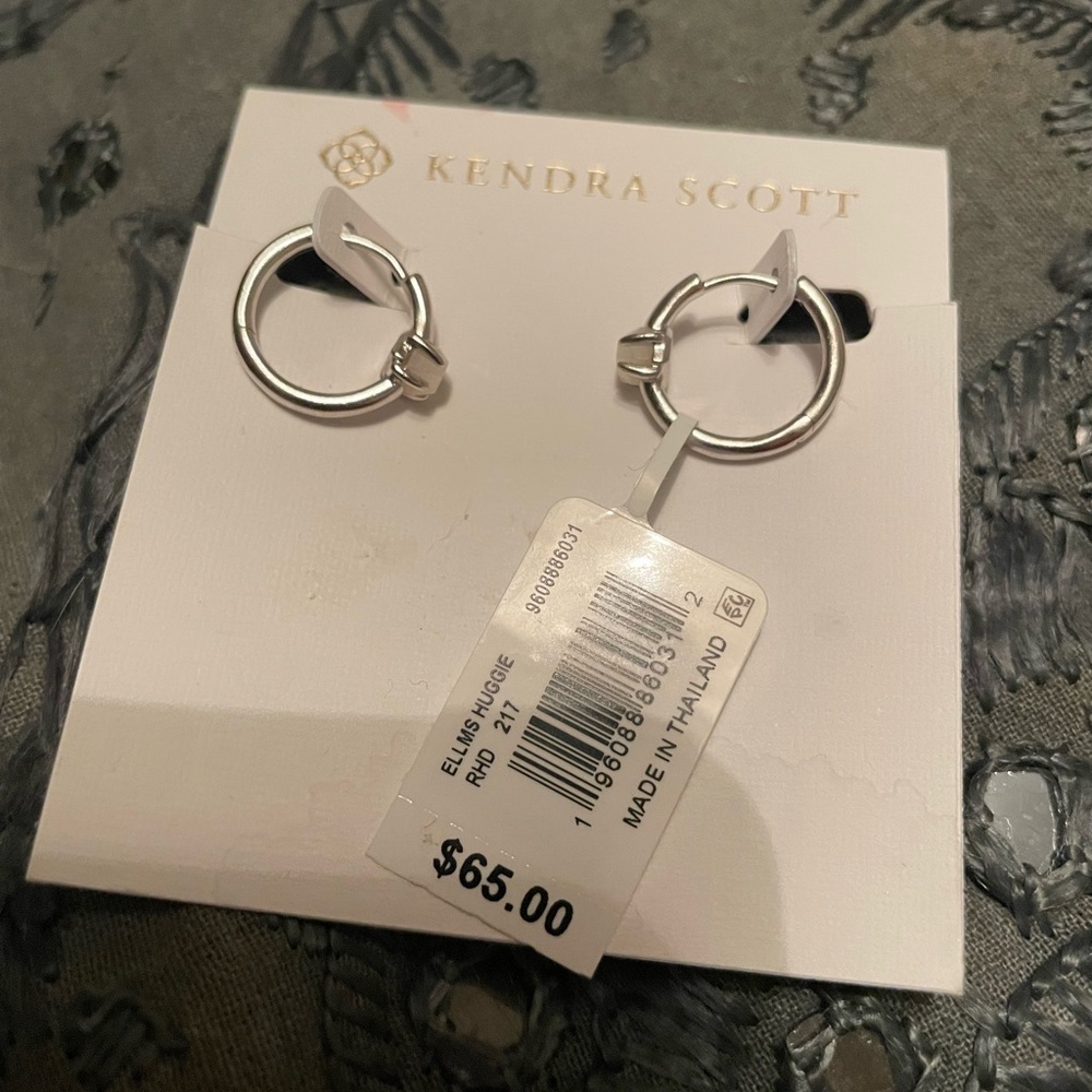 Kendra Scott Silver Huggies w/Abalone station - Picture 5 of 6